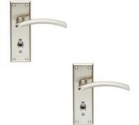 2x PAIR Arched Lever on Bathroom Backplate Door Handle 150 x 50mm Satin Nickel