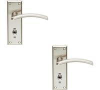 2x PAIR Arched Lever on Bathroom Backplate Door Handle 150 x 50mm Satin Nickel
