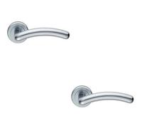 2x PAIR Arched Round Bar Handle on Concealed Fix Round Rose Satin Chrome