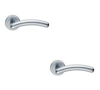 2x PAIR Arched Round Bar Handle on Concealed Fix Round Rose Satin Chrome