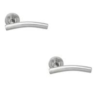 2x PAIR Arched Round Bar Handle on Round Rose Concealed Fix Polished Steel Loops Metallics One Size