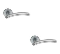 2X Pair Arched Round Bar Handle With Ring Detailing Concealed Fix Satin Chrome