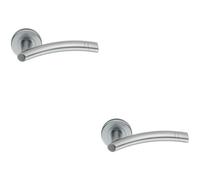 2x PAIR Arched Round Bar Handle with Ring Detailing Concealed Fix Satin Chrome