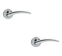 2x PAIR Arched Tapered Bar Handle on Round Rose Concealed Fix Polished Chrome
