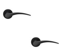 2x PAIR Arched Tapered Handle on Round Rose Concealed Fix Matt Black Finish
