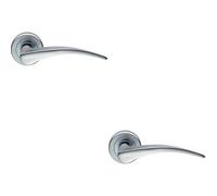 2X Pair Arched Tapered Handle On Round Rose Concealed Fix Satin Chrome