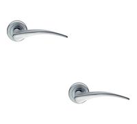2x PAIR Arched Tapered Handle on Round Rose Concealed Fix Satin Chrome