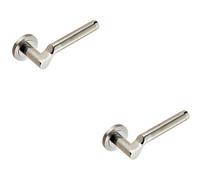 Loops 2x PAIR Cranked Round Bar Lever on Round Rose Concealed Fix Polished Satin Steel in Metallics Loops Metallics