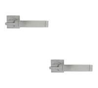 2x PAIR Cube Lever on Square Rose Etched Detailing Concealed Fix Satin Chrome Loops Multi One Size
