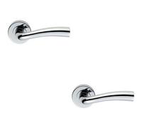 2x PAIR Curved Flowing Flared Handle Concealed Fix Round Rose Polished Chrome