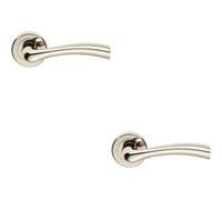 2X Pair Curved Flowing Flared Handle Concealed Fix Round Rose Polished Nickel