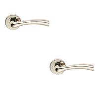2x PAIR Curved Flowing Flared Handle Concealed Fix Round Rose Polished Nickel