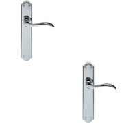 2x PAIR Curved Handle on Long Latch Backplate 245 x 45mm Polished Chrome
