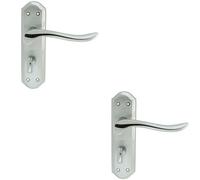 2x PAIR Curved Handle on Sculpted Bathroom Backplate 180 x 48mm Chrome