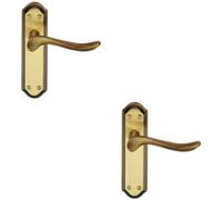 Loops 2x PAIR Curved Handle on Sculpted Latch Backplate 180 x 48mm Florentine Bronze Loops Multicolor