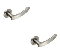 2x PAIR Curved Handle with Rounded Ends Concealed Fix Round Rose Satin Steel