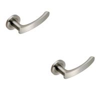 2x PAIR Curved Handle with Rounded Ends Concealed Fix Round Rose Satin Steel
