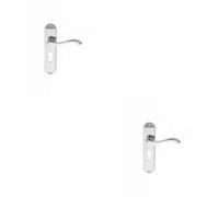 2x PAIR Curved Lever on Chamfered Euro Lock Backplate 180 x 40mm Polished Chrome Loops Multi One Size