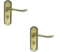 2x PAIR Curved Lever on Sculpted Bathroom Backplate 180 x 48mm Florentine Bronze