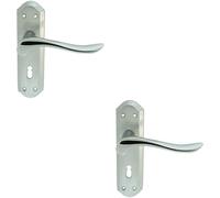 2x PAIR Curved Lever on Sculpted Edge Backplate 180 x 48mm Satin/Polished Chrome