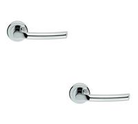 2X Pair Curved Round Bar Handle On Round Rose Concealed Fix Polished Chrome