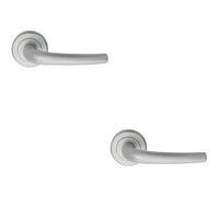 2x PAIR Curved Rounded Bar Handle Concealed Fix Round Rose Satin Chrome