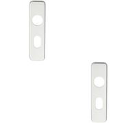 2X Pair Door Handle Oval Backplate For Safety Levers 154 X 40mm Satin Aluminium