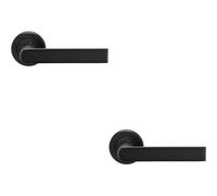 2x PAIR Flat Rectangular Bar Handle on Round Rose Concealed Fix Matt Black