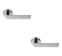 Loops 2x PAIR Flat Rectangular Bar Handle on Round Rose Concealed Fix Polished Chrome Loops Multicolor