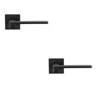 2x PAIR Flat Squared Bar Handle on Square Rose Concealed Fix Matt Black