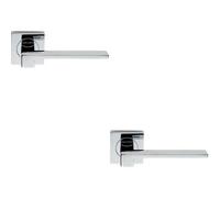 2x PAIR Flat Squared Bar Handle on Square Rose Concealed Fix Polished Chrome