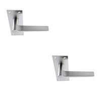 2x PAIR Flat Straight Handle on Slim Bathroom Backplate 150 x 50mm Satin Nickel