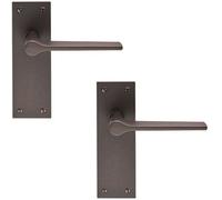 2x PAIR Flat Straight Handle on Slim Latch Backplate 150 x 50mm Matt Bronze
