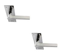 2x PAIR Flat Straight Handle on Slim Lock Backplate 150 x 50mm Polished Nickel Loops Metallics One Size