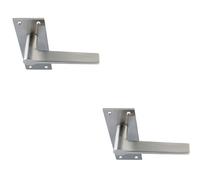 2x PAIR Flat Straight Handle on Slim Lock Backplate 150 x 50mm Satin Nickel