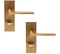 2x PAIR Flat Straight Lever on Slim Bathroom Backplate 150 x 50mm Antique Brass