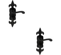 2X Pair Forged Scroll Handle On Bathroom Backplate 206 X 57mm Black Antique