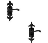2x PAIR Forged Scroll Handle on Bathroom Backplate 206 x 57mm Black Antique