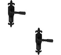 2X Pair Forged Twisted Ornate On Bathroom Backplate 226 X 50mm Black Antique