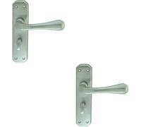 2x PAIR Heavy Duty Handle on Angular Bathroom Backplate 180 x 40mm Satin Chrome