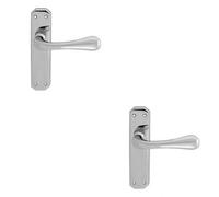 2x PAIR Heavy Duty Handle on Angular Latch Backplate 180 x 40mm Polished Chrome