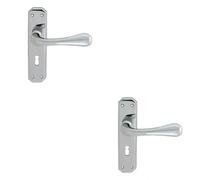 2x PAIR Heavy Duty Handle on Angular Lock Backplate 180 x 40mm Polished Chrome