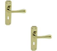 2X Pair Heavy Duty Handle On Angular Lock Backplate 180 X 40mm Stainless Brass