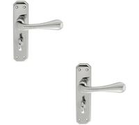 2x PAIR Heavy Duty Lever on Angular Bathroom Backplate 180 x 40mm Chrome
