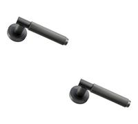 2x PAIR Knurled Grip Round Bar Handle on Round Rose Concealed Fix Matt Bronze