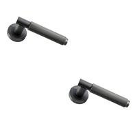 2x PAIR Knurled Grip Round Bar Handle on Round Rose Concealed Fix Matt Bronze Loops Multi One Size