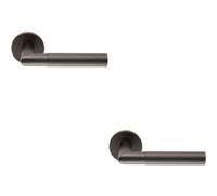 2X Pair Knurled Round Bar Handle On Round Rose Concealed Fix Matt Black
