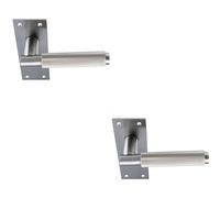 2x PAIR Knurled Round Handle on Slim Latch Backplate 150 x 50mm Satin Nickel