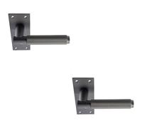 2x PAIR Knurled Round Handle on Slim Lock Backplate 150 x 50mm Matt Bronze Loops Multi One Size