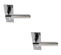 2x PAIR Knurled Round Handle on Slim Lock Backplate 150 x 50mm Polished Nickel Loops Metallics One Size